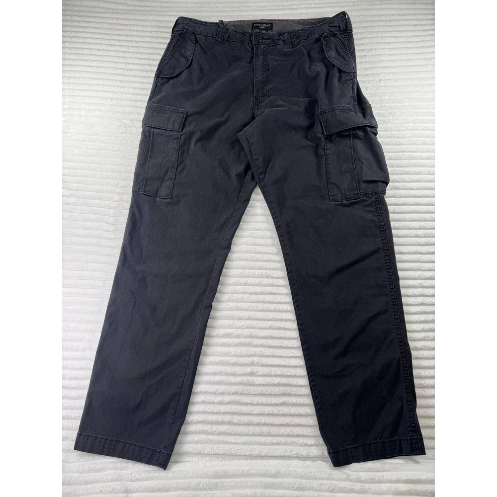 Banana Republic Mens 38x34 Tapered Surplus Cargo Pants Black Stretch